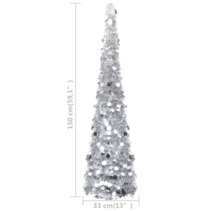 Brad de Crăciun artificial tip pop-up, argintiu, 150 cm, PET - Img 5