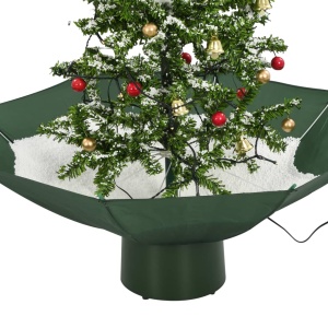 Brad de Crăciun cu ninsoare și bază umbrelă, verde, 75 cm - Img 7