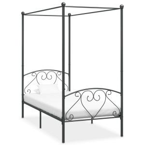 Cadru de pat cu baldachin, gri, 120 x 200 cm, metal