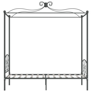 Cadru de pat cu baldachin, gri, 90 x 200 cm, metal - Img 4