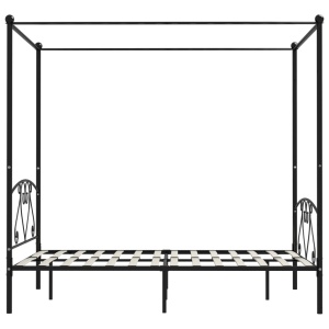 Cadru de pat cu baldachin, negru, 160 x 200 cm, metal - Img 3