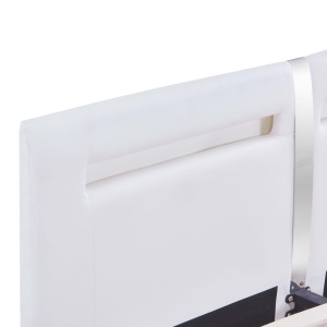 Cadru de pat cu LED, alb, 180 x 200 cm, piele artificială - Img 5