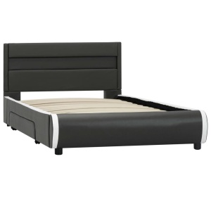 Cadru de pat cu LED, antracit, 90 x 200 cm, piele ecologică - Img 3