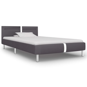 Cadru de pat cu LED, gri, 90 x 200 cm, piele artificială - Img 2