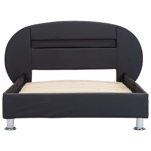 Cadru de pat cu LED, negru, 90 x 200 cm, piele ecologică - Img 4