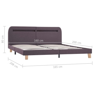 Cadru de pat cu LED-uri, gri taupe, 160x200cm, material textil - Img 6