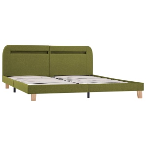 Cadru de pat cu LED-uri, verde, 160 x 200 cm, material textil - Img 3