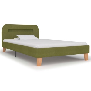 Cadru de pat cu LED-uri, verde, 90 x 200 cm, material textil - Img 2