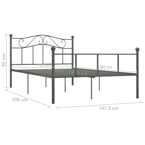 Cadru de pat, gri, 140 x 200 cm, metal - Img 5