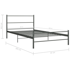 Cadru de pat, gri, 90 x 200 cm, metal - Img 6