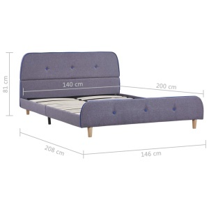 Cadru de pat, gri deschis, 140 x 200 cm, material textil - Img 5