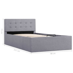Cadru de pat hidraulic cu ladă gri deschis 90x200 cm textil - Img 9