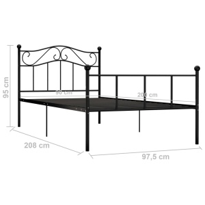 Cadru de pat, negru, 90 x 200 cm, metal - Img 5