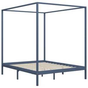 Cadru pat cu baldachin, gri, 180 x 200 cm, lemn masiv de pin - Img 2