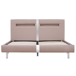 Cadru pat cu LED, cappuccino, 120x200 cm, piele artificială - Img 4