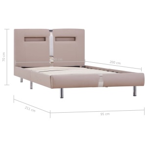 Cadru pat cu LED, cappuccino, 90x200 cm, piele artificială - Img 7