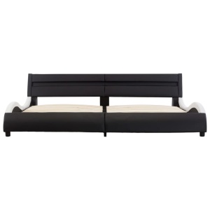 Cadru pat cu LED, negru și alb, 180 x 200 cm, piele ecologică - Img 4