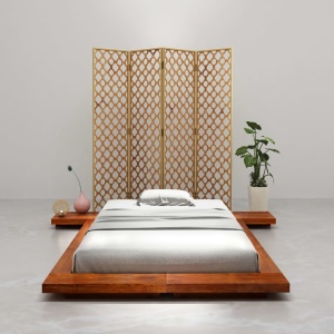 Cadru pat futon, stil japonez, 100 x 200 cm, lemn masiv acacia - Img 2