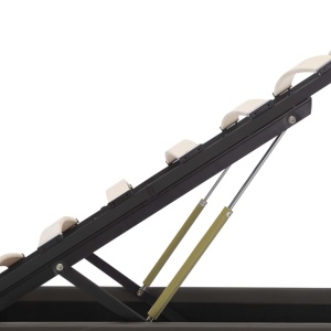 Cadru pat hidraulic cu ladă LED gri 90x200 cm piele ecologică - Img 7