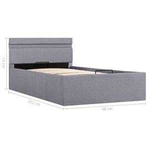 Cadru pat hidraulic cu ladă LED gri deschis 90x200 cm textil - Img 10