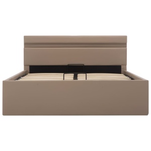 Cadru pat hidraulic cu LED cappuccino 120x200cm piele ecologică - Img 8