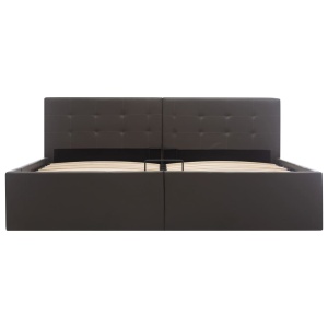 Cadru pat hidraulic, depozitare, gri, 160 x 200 cm, piele eco - Img 4