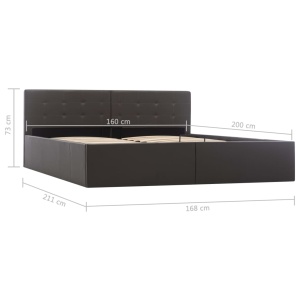 Cadru pat hidraulic, depozitare, gri, 160 x 200 cm, piele eco - Img 9