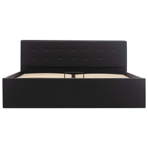 Cadru pat hidraulic, depozitare, negru 140 x 200 cm, piele eco - Img 3