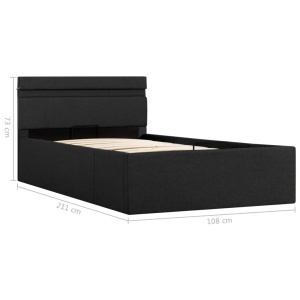 Cadru pat hidraulic ladă cu LED gri inchis 100x200cm textil - Img 10