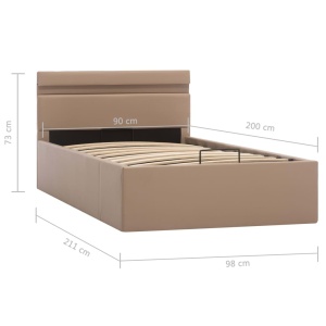 Cadru pat hidraulic LED cappuccino 90x200 cm piele ecologică - Img 11
