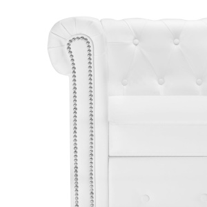 Canapea Chesterfield in formă de L Piele artificială Alb - Img 4