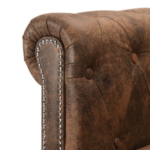 Canapea Chesterfield in formă de L, velur artificial, maro - Img 7