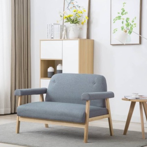 Canapea cu 2 locuri, material textil, gri deschis