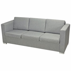 Canapea cu 3 locuri, gri deschis, material textil - Img 3