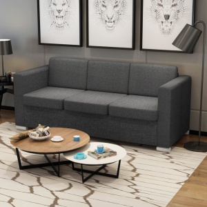 Canapea cu 3 locuri, gri inchis, material textil