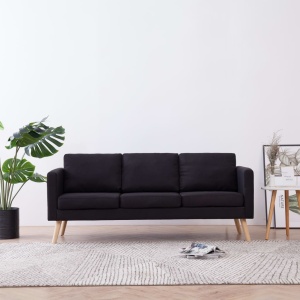 Canapea cu 3 locuri, negru, material textil