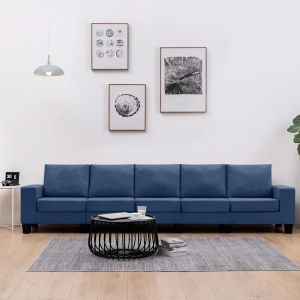 Canapea cu 5 locuri, albastru, material textil