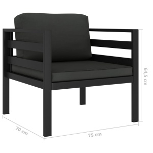 Canapea de 1 persoană cu perne, antracit, aluminiu - Img 5