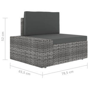 Canapea de colț modulară cu cotieră dreapta, gri, poliratan - Img 5