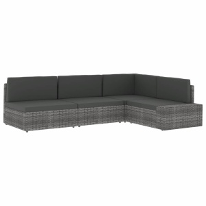 Canapea de colț modulară cu cotieră stânga, negru, poliratan - Img 11