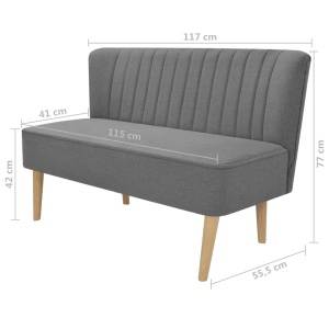 Canapea din material textil 117 x 55,5 x 77 cm, gri deschis - Img 4