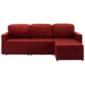 Canapea extensibilă modulară 3 locuri roșu vin piele ecologică - Img 8