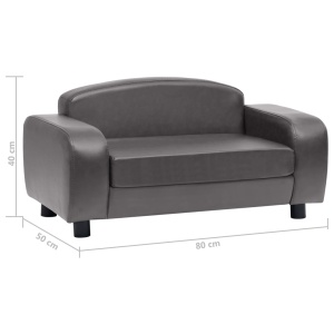 Canapea pentru câini, gri, 80 x 50 x 40 cm, piele ecologică - Img 9