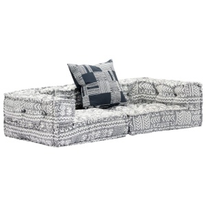 Canapea puf modulară cu 2 locuri, gri deschis, material textil