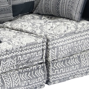 Canapea puf modulară cu 2 locuri, gri deschis, material textil - Img 7