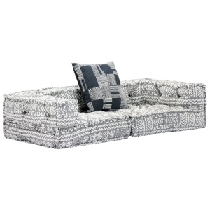 Canapea puf modulară cu 2 locuri, gri deschis, material textil - Img 11