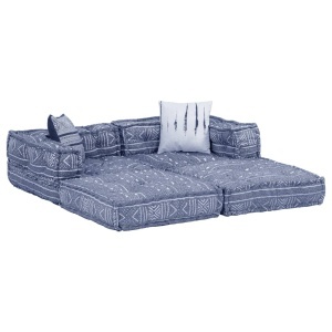 Canapea puf modulară cu 2 locuri, indigo, material textil - Img 3