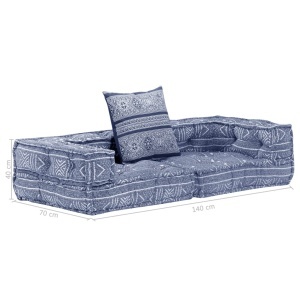Canapea puf modulară cu 2 locuri, indigo, material textil - Img 12