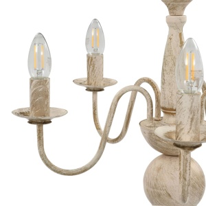 Candelabru antichizat, alb, becuri E14 x 5 - Img 7