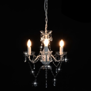 Candelabru cu mărgele, alb, rotund, 3 becuri E14 - Img 3